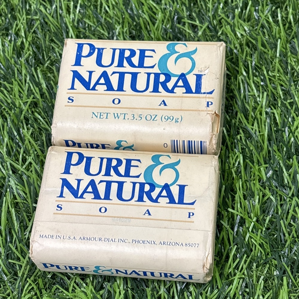 Vintage Pure & Natural Soap Bars Lot of 2 NOS Sealed 3.5 Oz Each Dial